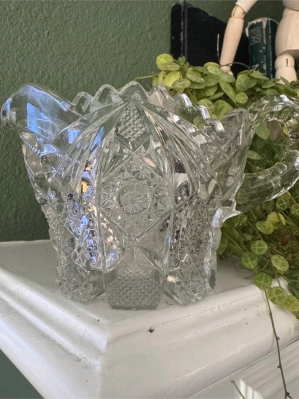 Cut Glass Crystal-Style Pitcher - Clear Decorative Serveware